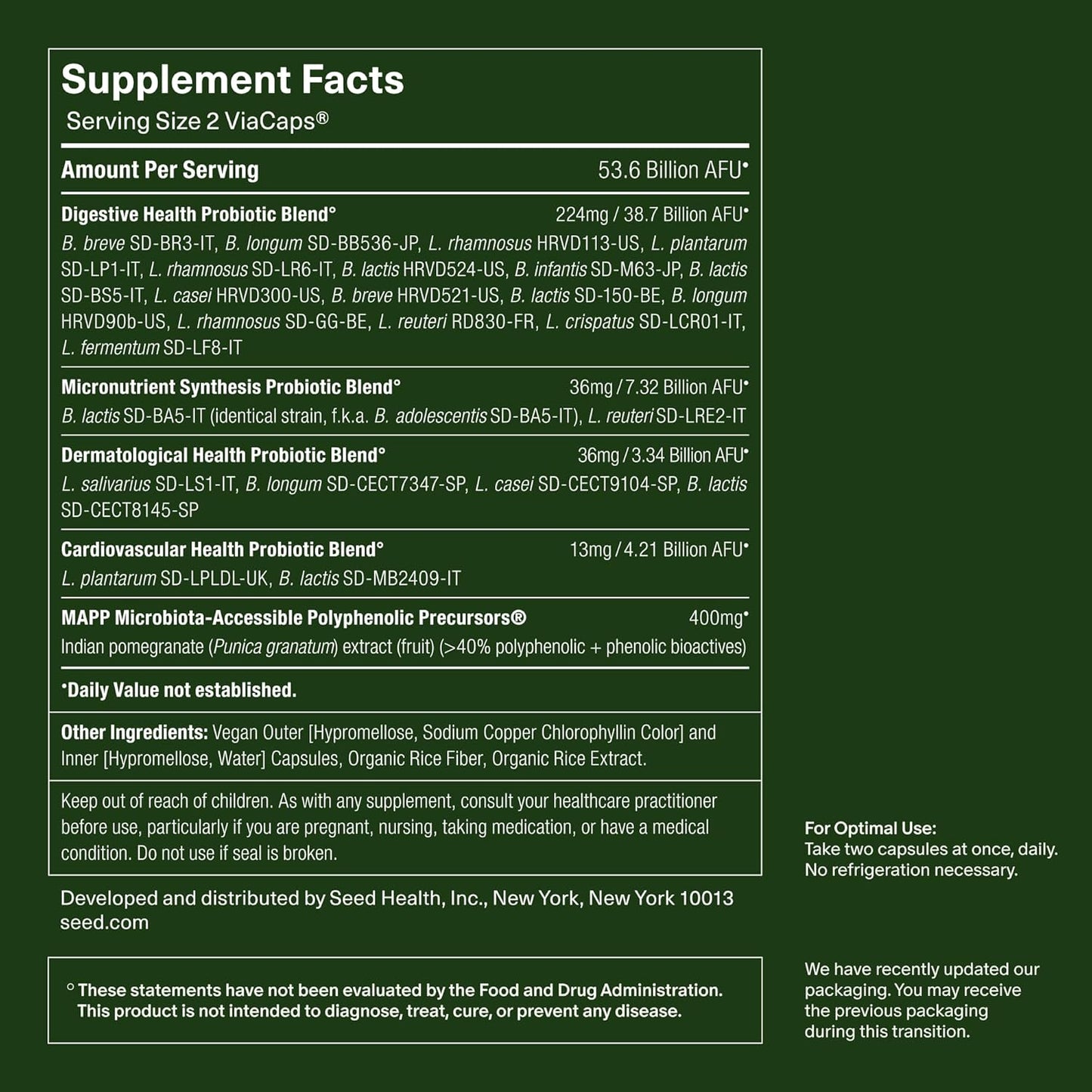 Seed DS-01 Daily Synbiotic - Prebiotic and Probiotic for Women & Men - Digestive Health, Gut Health, Immune Support, Bloating & Constipation Relief - Vegan & Shelf-Stable - 30-Day Refill (60ct)