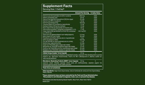 Seed DM-02 Daily Multivitamin - 100% DV Essential Vitamins and Minerals for Women & Men - Helps Fill Daily Nutrient Gaps - Immune, Bone, Hair, Skin & Nails Health - Vegan - 30 Capsules (30-Day Supply)